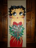 Betty Boop robe rouge et bouquet